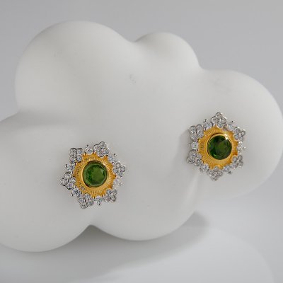 925 Sterling Silver Earrings Inlaid With Natural Multi-Colored Gemstones
